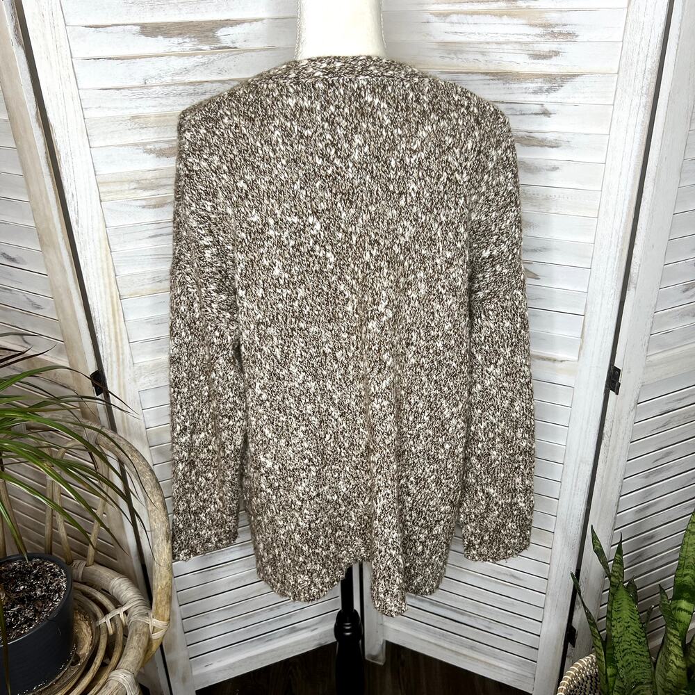 PURE JILL Women's Chunky Braided Knit Cardigan Sweater Single Button Brown Large - Picture 13 of 15